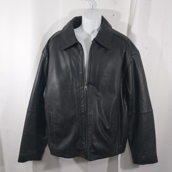 NWOT! EXCELLED! SLEEK BLACK GENUINE LEATHER THERMAL LINED JACKET, COAT! SZ XL - Picture 3 of 12